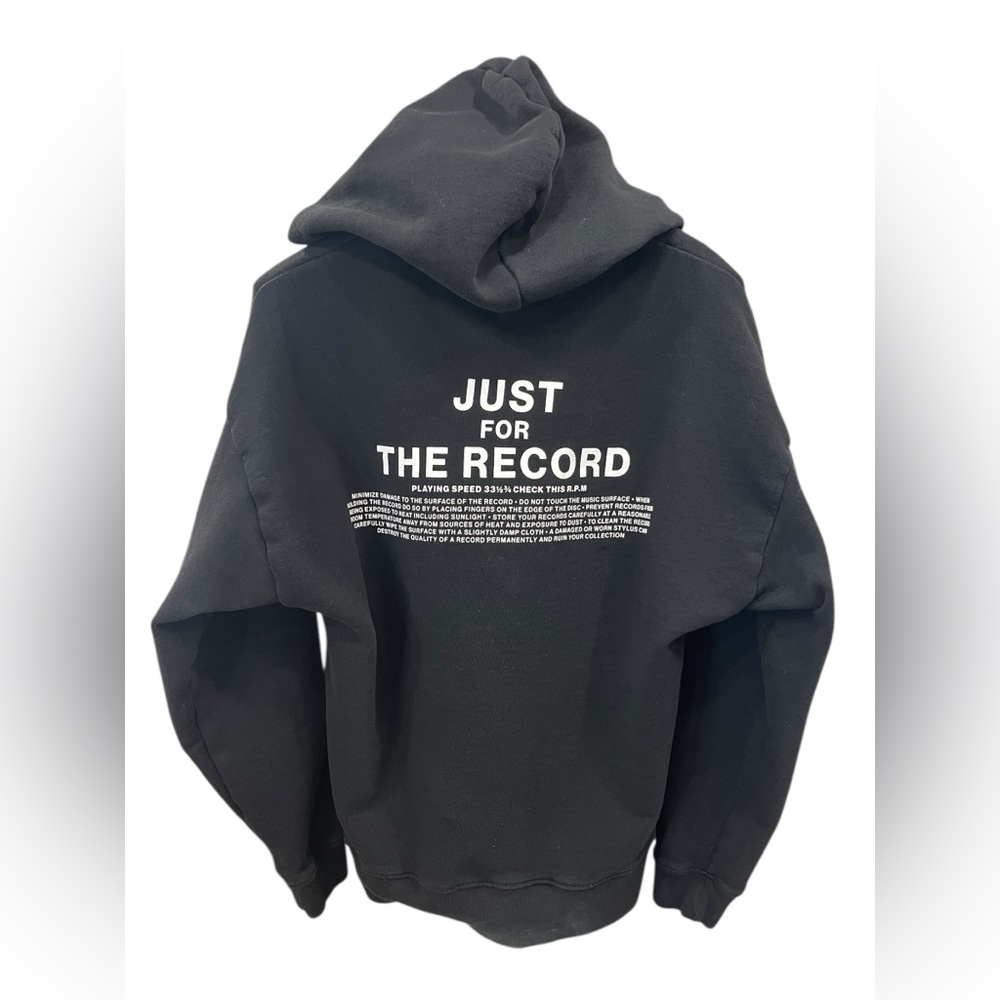 H&M Just For The Record Oversized Graphic Hoodie Black Unisex Men’s M - Picture 3 of 6